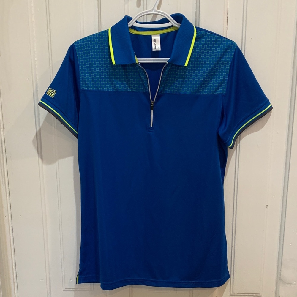 LOFT8 Vibrant Blue Polo with Neon Accents.